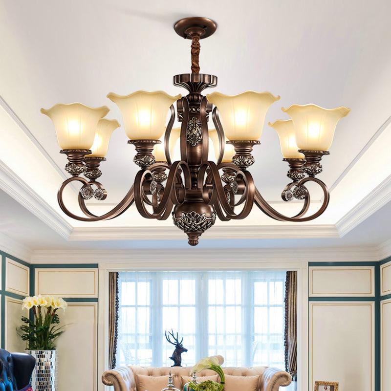 Retro Wrought Iron Pendant Light for Living Room, Villa, or Staircase