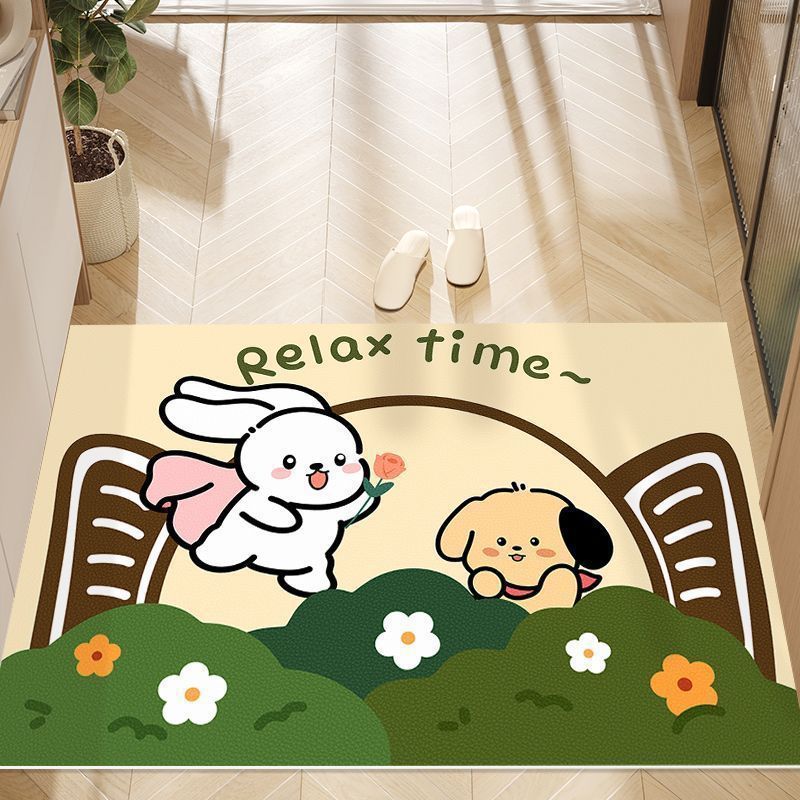 

Милый цветок панды ПВХ проволочное кольцо дверной коврик пылезащитный грязный коврик нескользящий домашний ковер можно резать 40 * 60 cm [clean as soon as you wipe it]