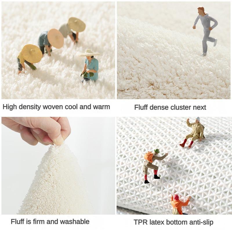 Scandinavian Ins Style Indoor Carpet Faux Cashmere Bedroom Living Room Carpet Full Laying Non-slip Sofaj Foot Mat