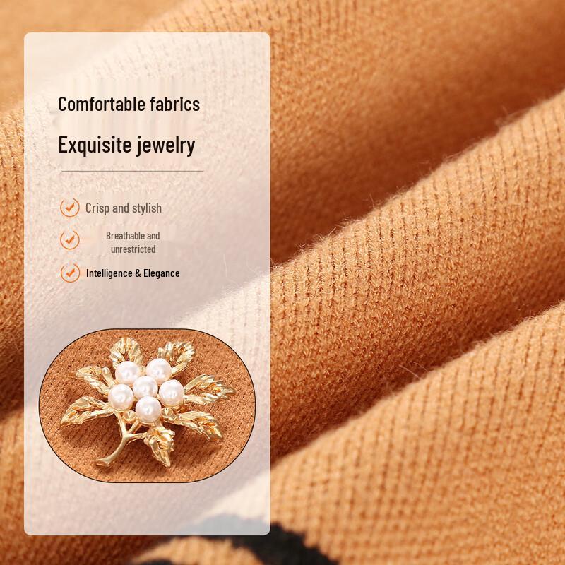 Bao Liando Mid-Aged Women's Knitted Round Neck Cardigan