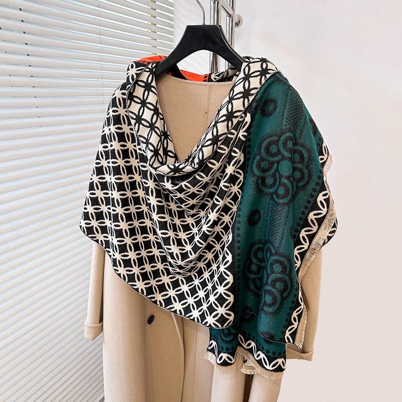 Printing Fashion Luxury  Designer Winter Women Scarf Cashmere Thicken Warm Shawl Pashmina Scarves Poncho Wrap Ladies