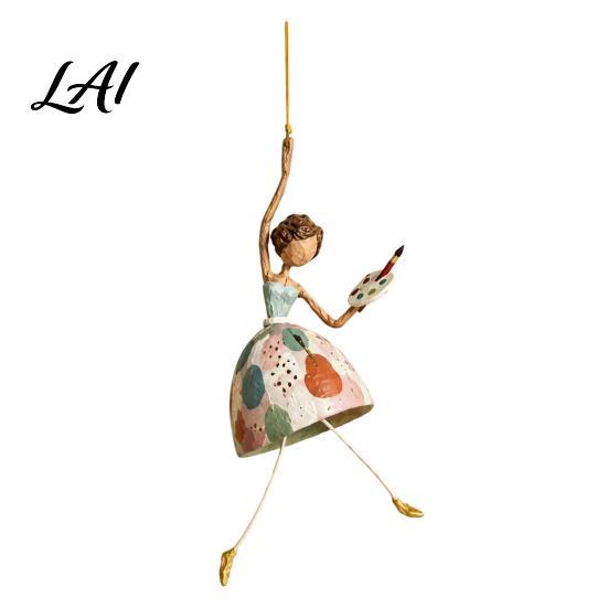 Outdoor Garden Decoration Dancing Lady Hanging Ornament for Home Decor Elegant Art Sculpture Creative Gift Dancers Pendant Indoor Window Porch