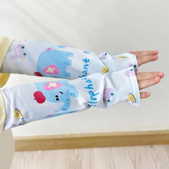 Sonnenschutz-Ärmel für Kinder, Niedliche Cartoon-Tierdrucke, Atmungsaktive UV-Schutz-Ärmel, Kühlende Armärmel mit Daumenlöchern für Mädchen und Jungen