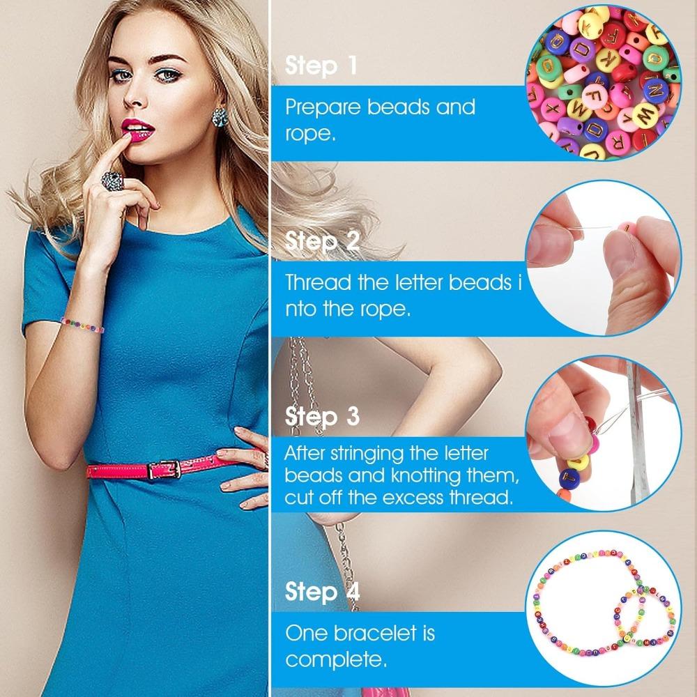 100/500/1000 шт. Акрилові намистини з літерами для виготовлення браслетів 7 мм круглі намистини з буквами оптом для виготовлення ювелірних браслетів із рулонним дротом