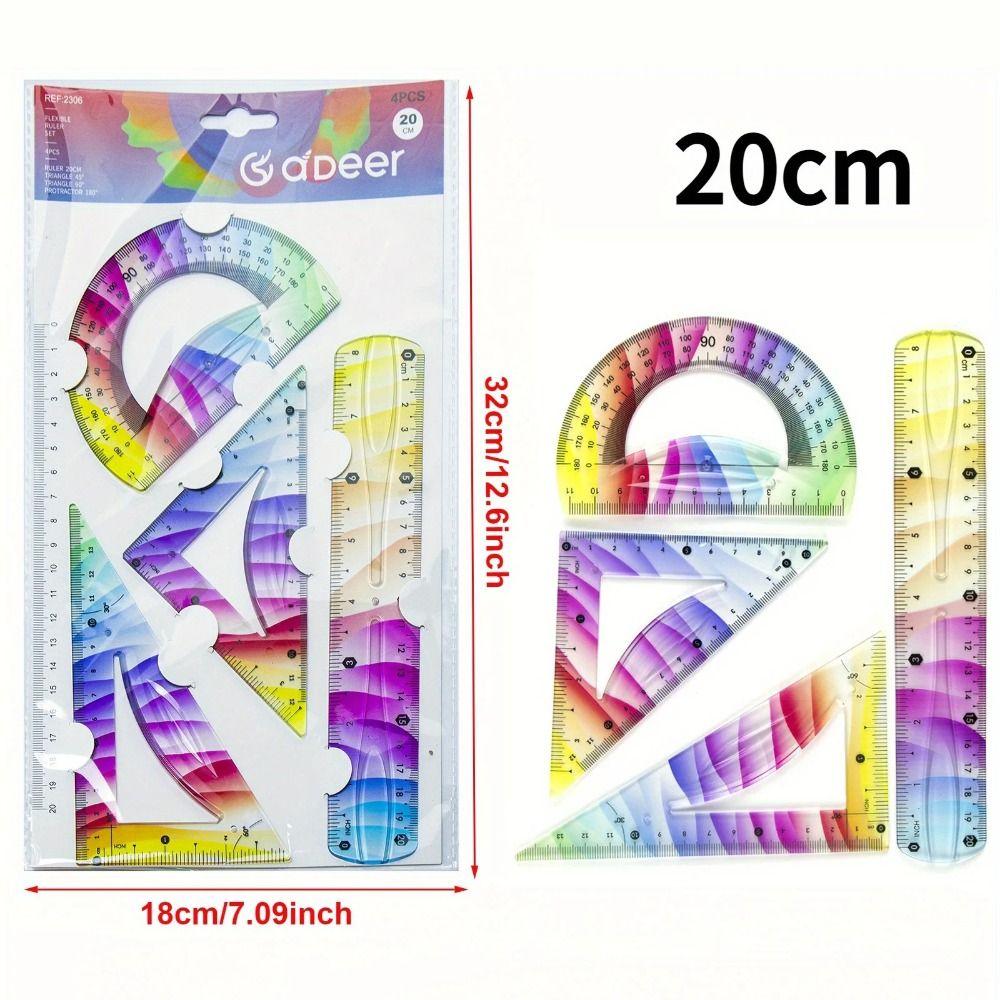 20/30CM Straight Ruler Flexible Set Square Multifunctional Soft Ruler Set  Students Use