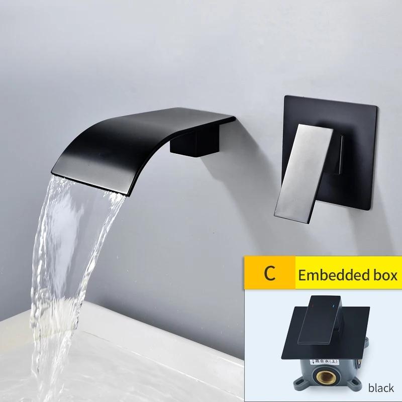 Brass Black Waterfall Basin Tap Chrome Waterfall Bathtub Sink Faucet Single Handle Bathroom Cold And Hot Mixer Tap Faucet
