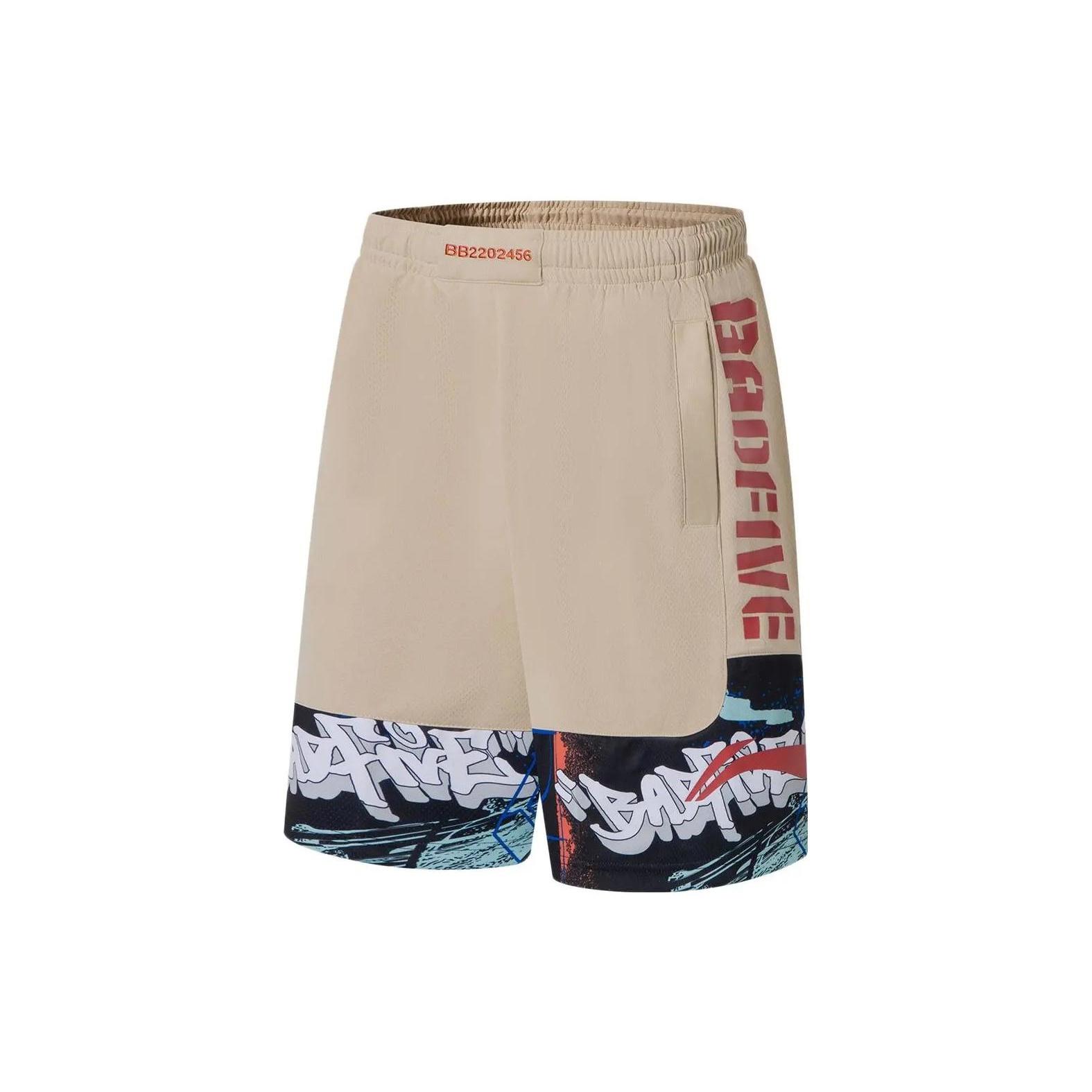 Li-Ning BadFive Graphic Basketball Shorts Beige Men s AAPS031-5 S