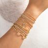 10 Pieces of Personalized and Versatile Geometric Thick Chain Cross Bracelet, Multi-layer Stacked Zircon Bracelet Set