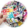 50pcs Trendy Hip Hop Dance Cartoon Stickers - Waterproof Decoration for Skateboards, Laptops, and More