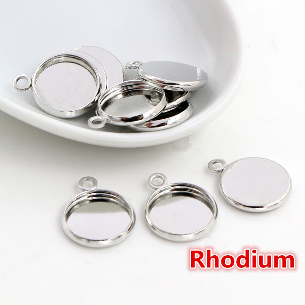 8/10/12/14/16/18/20/25mm Inner Size Bronze Silver Plated Rhodium 7 Colors High Quality Iron Material Cameo Setting Pendant Tray
