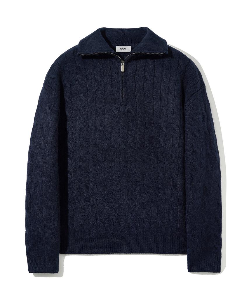 COSTUME O’CLOCK Cable Half Zip Heavy Knit Pullover 8 Color Cooskt069