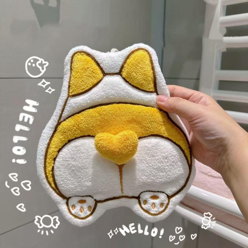 

Милый Кот Корги Яйцеобразная Попа Ручное Полотенце Коралловый Флис Бархат Впитывающее Подвесное Полотенце Быстросохнущий Утолщенный Платок Мочалка A2