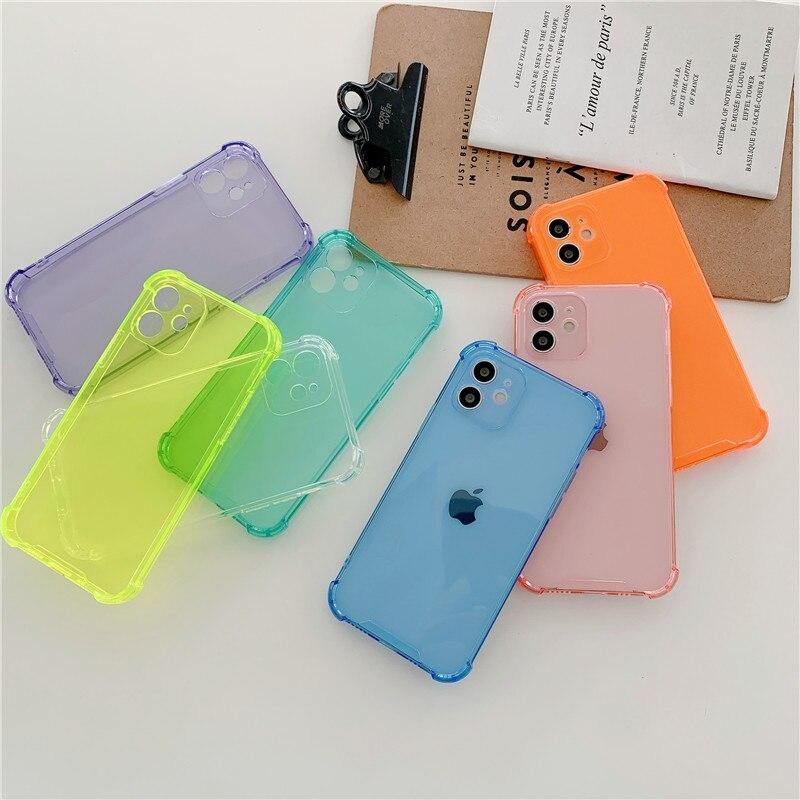 Silicone Lens Protection Phone Case For iPhone 16 15 14 11 12 13 Pro Max 8 7 6S Plus XR XS Max X SE2020 Shockproof Soft Transparent Cover
