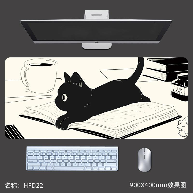 Cartoon Cute Cat Mouse Pad Large Anti Slip Lock Edge Game Pads Computer Office Desktop Keyboard Mat