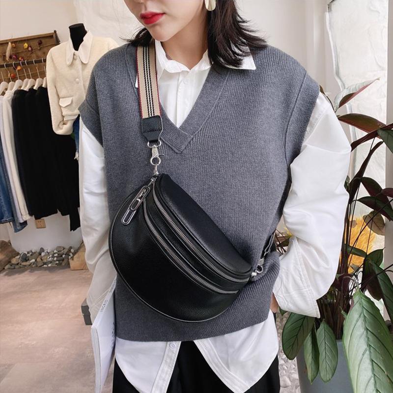 Luxury Brand Waist Bag Women Pu Leather Fanny Pack Sports Shoulder Crossbody Chest Bag Female Wide Strap Handbag