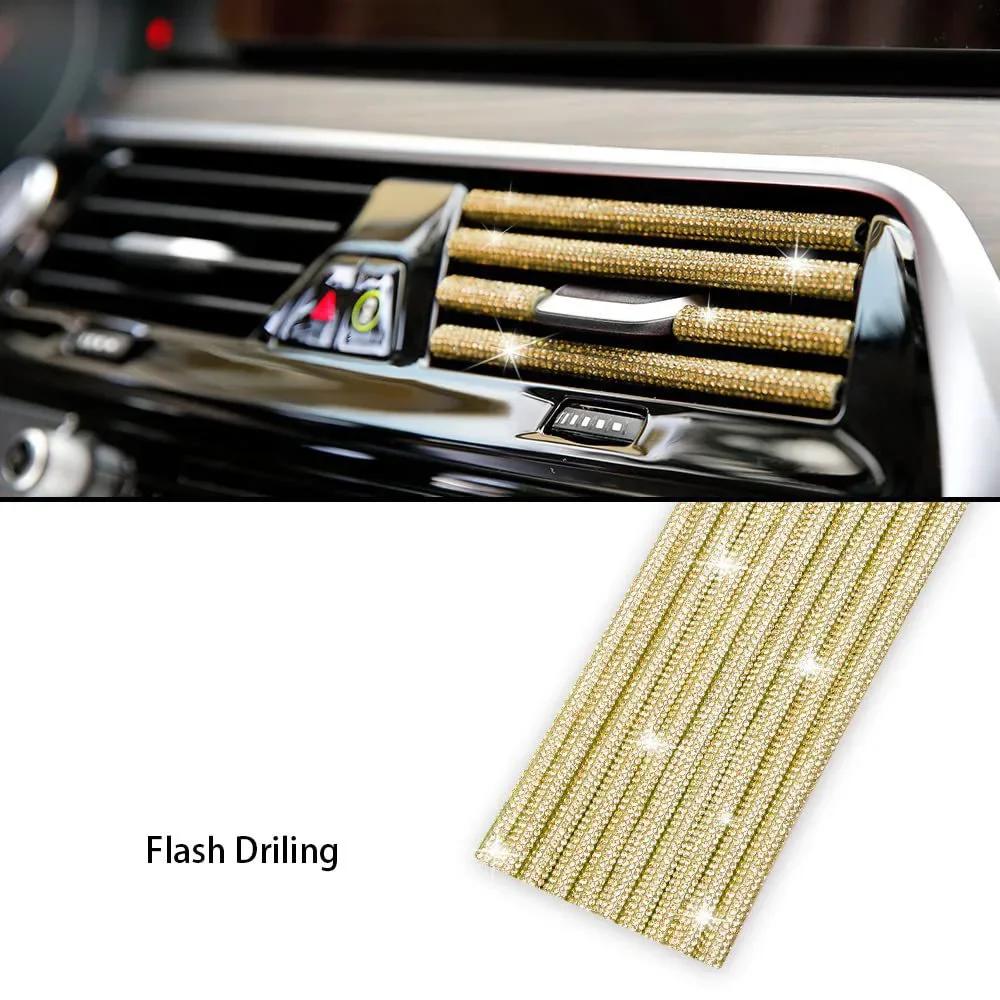 

Car Vent Diamond Decorative Strip Fashion Luxury Car Air Conditioning Decoration Stripe Grille Sticker Accessories Amagi 1pc золотой