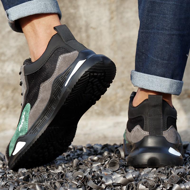 Herren Durchtrittsichere Mesh-Schuhe Arbeitssneaker Leichtgewichtige Stahlkappenschuhe Sicherheitsschuhe Atmungsaktive Stahlkappen-Arbeitsschuhe