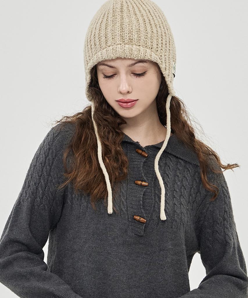 THE-ABON Mini Earflap Beanie Mustard