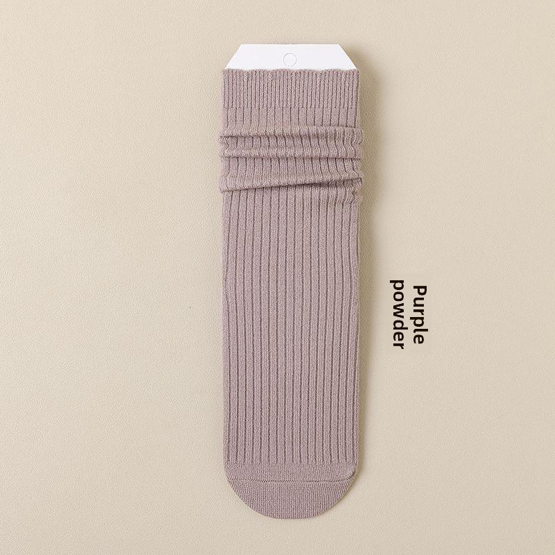 

Носки с ворсом Женские носки осень-зима средней длины Теплые носки с флисом и кружевом 1 Pair розовый/фиолетовый