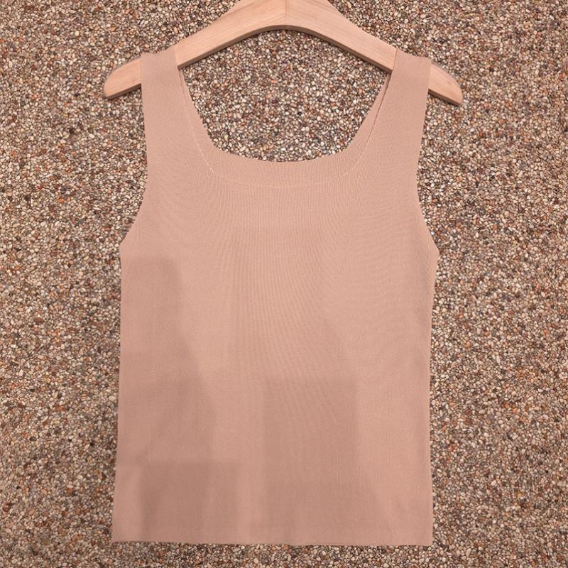 Shop   Women Square Neck Sleeveless Basic Knit Top 21ds Wkn 5242