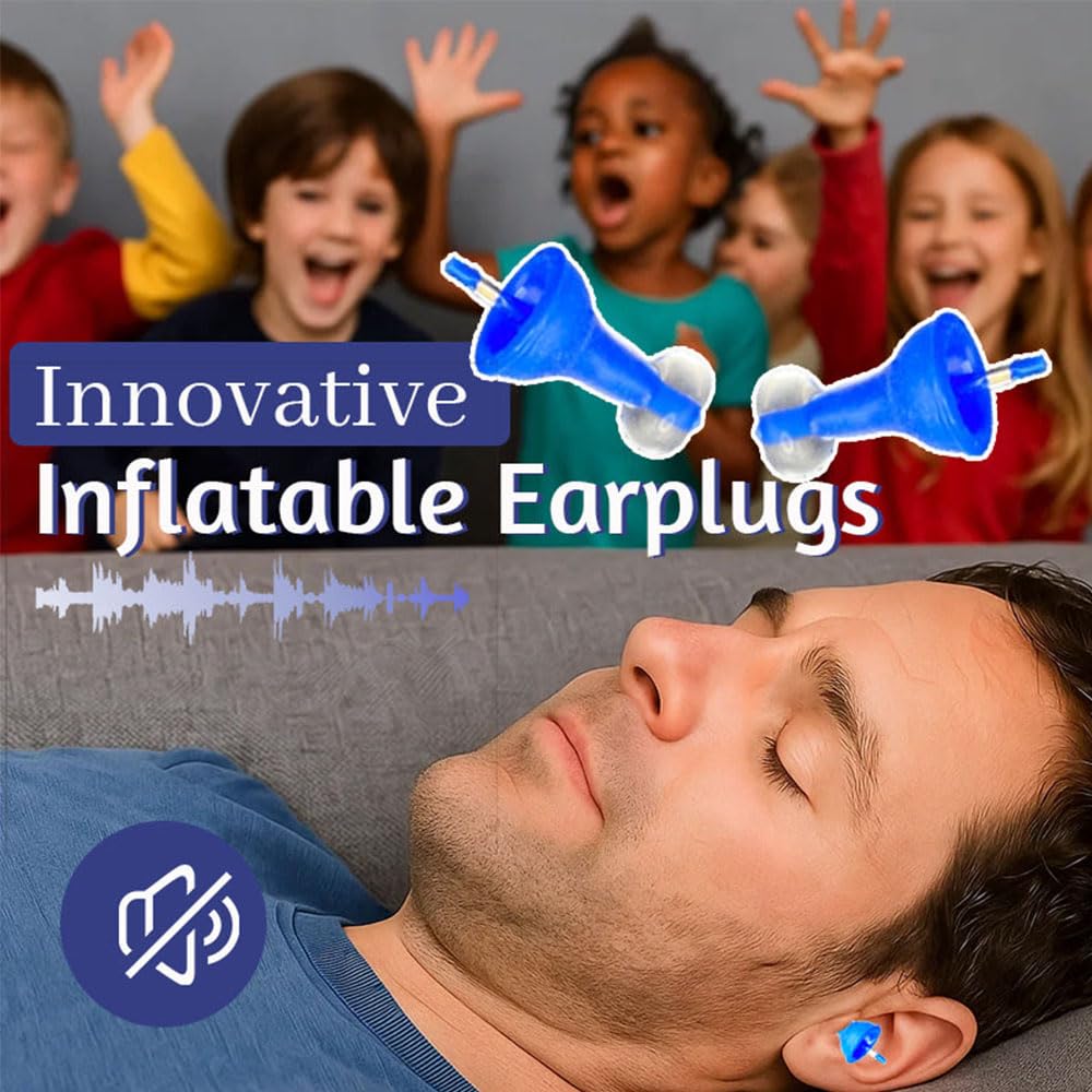 2025 Noise Cancelling Earplugs Inflatable Earplugs Comfortable Reusable With Rope Silicone For Sleep Travel Hearing Protection