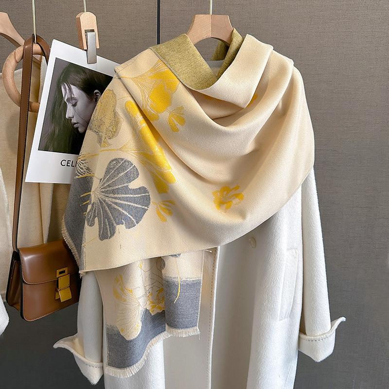 New Retro Fashion Imitation Cashmere Scarf For Women In Winter, Thickened And Warm Neck, Dual Purpose Shawl Exterior