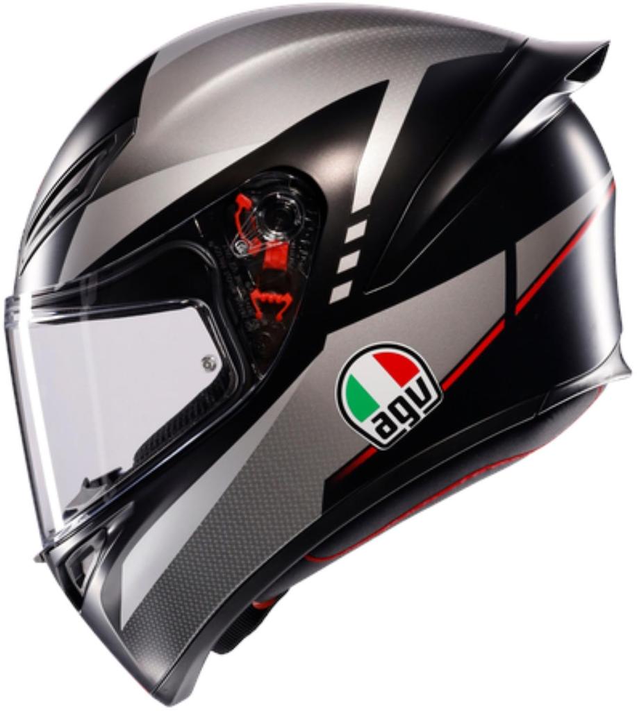 AGV K1 S Full Face Motorcycle LAP MATT XL Helmet, BLACK/GREY/RED, (61-62cm), 18394007034-XL