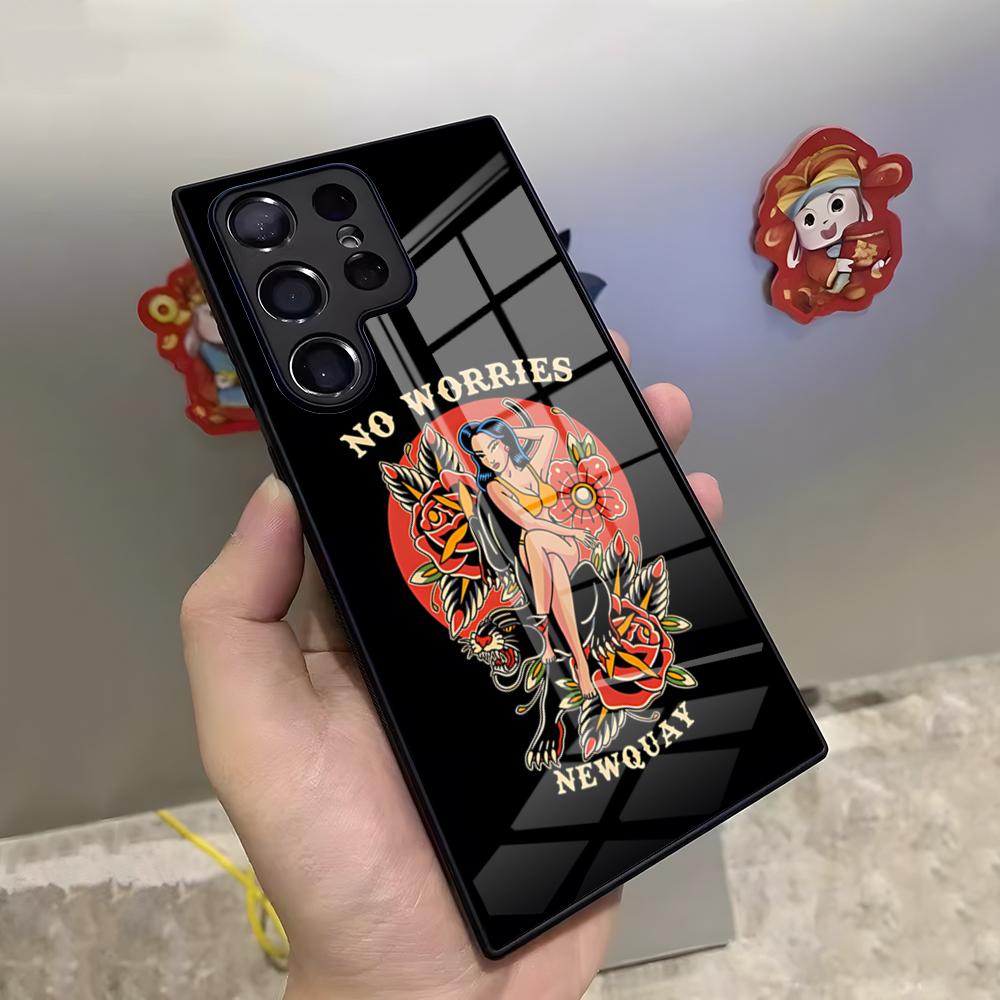 

Cool Old School Tattoo Phone Case For Samsung S26 S25 Ultra S23 S22 S24 S20 Fe S21 Plus A54 A53 A16 Glass Cover Samsung s23plus
