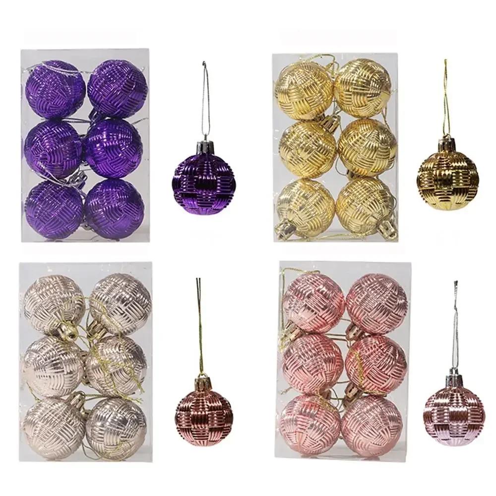 6pcs/Set 4CM Christmas Ball Ornaments Set Plastics Christmas Tree Pendant Decoration Merry Christmas Decoration Accessories