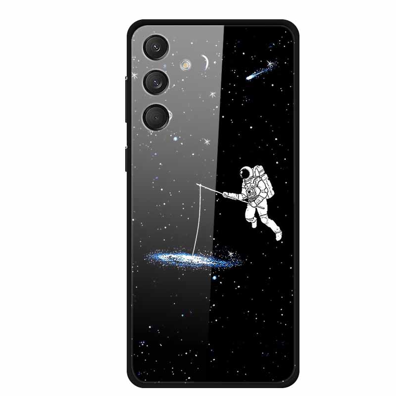 Tempered Glass Phone Cases for Samsung A16 Cases Space Print Hard Back Covers for Samsung Galaxy A16 4G 5G Shells Coque A16 2024