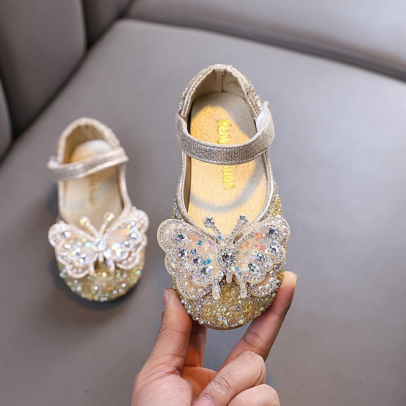 

Spring/Autumn New Style Princess Diamond Single Shoes for Girls, Children s Leather Shoes for Dance Performances 36 золотий