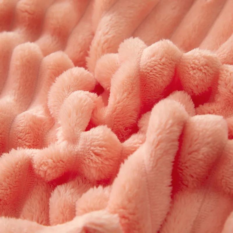 Light Luxury Rabbit Plush Blanket Winter Solid Color Thick Lamb Wool Blanket Double-layer Warm Single Office Nap Air Blanket