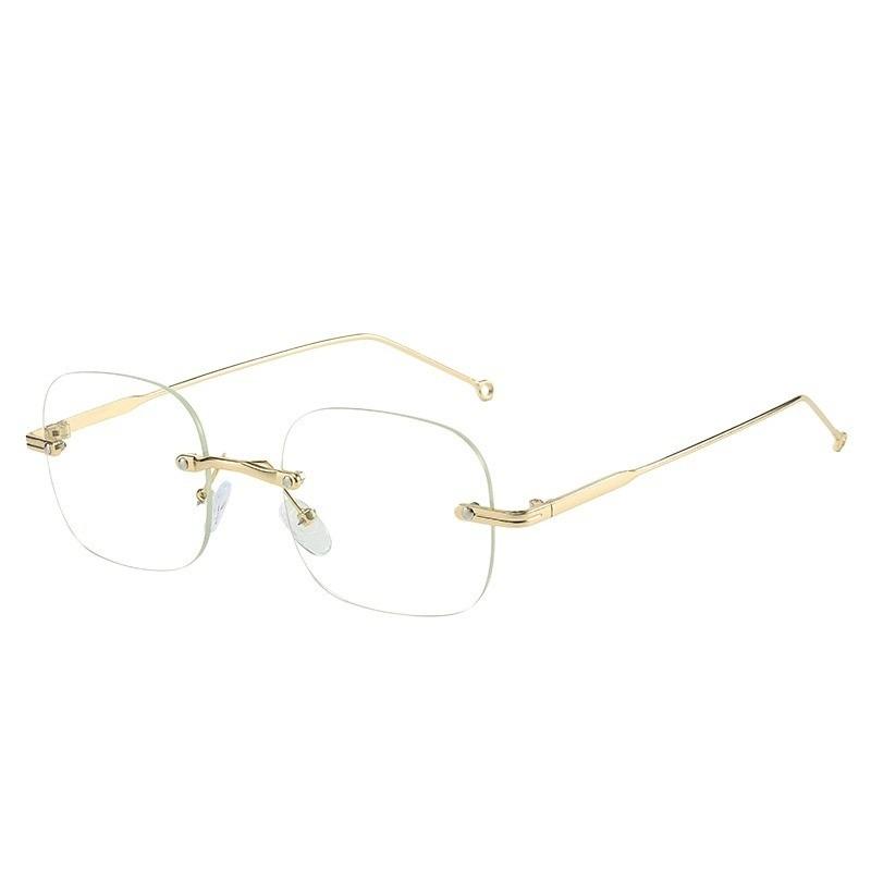 -100~-400 Rimless Anti Radiation Reading Eyeglasses for Men Women Farsighted Plastic Frame