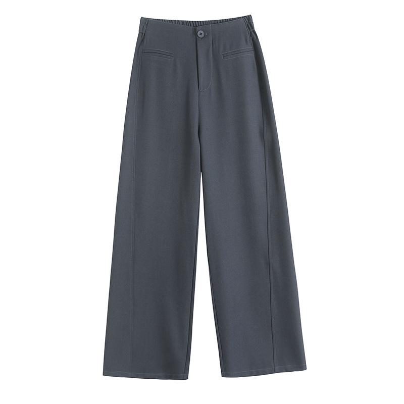 2026 Spring Women's Deep Gray High-Waisted Wide-Leg Drape Pants: Slimming, Versatile, Floor-Length Casual Style