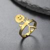 Hip Hop Punk Middle Finger Men's Open Ring Stainless Steel Fuxik You Adjustable Ring Women's Funny Jewelry Gift