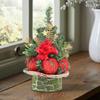 Desk Christmas Tree 8.66in Holiday Ornaments With Ball And Flower Artificial Christmas Tree For Home Workplace Coffee Shop