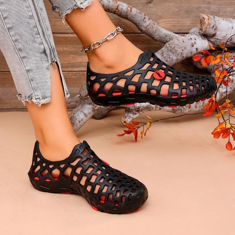 Women's Sandals Flat Sole One Kick Hollow Anti-Slip Sole Shoes Women Leisure Outdoor Summer New Roman Novelty Sandalias De Mujer