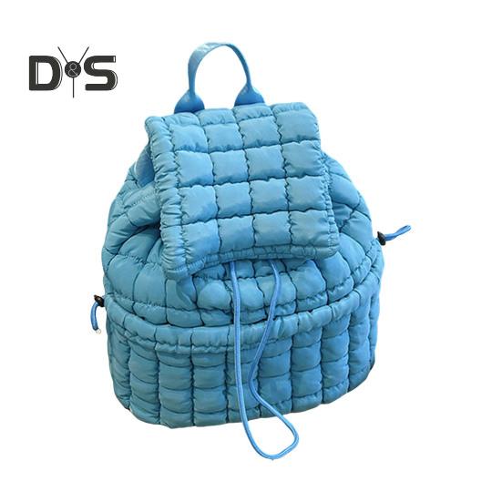 18L Quilted Backpack for Women Puffer Hiker Pack Top Flap Drawstring Backpack Padding Travel Cloud Gym Bag