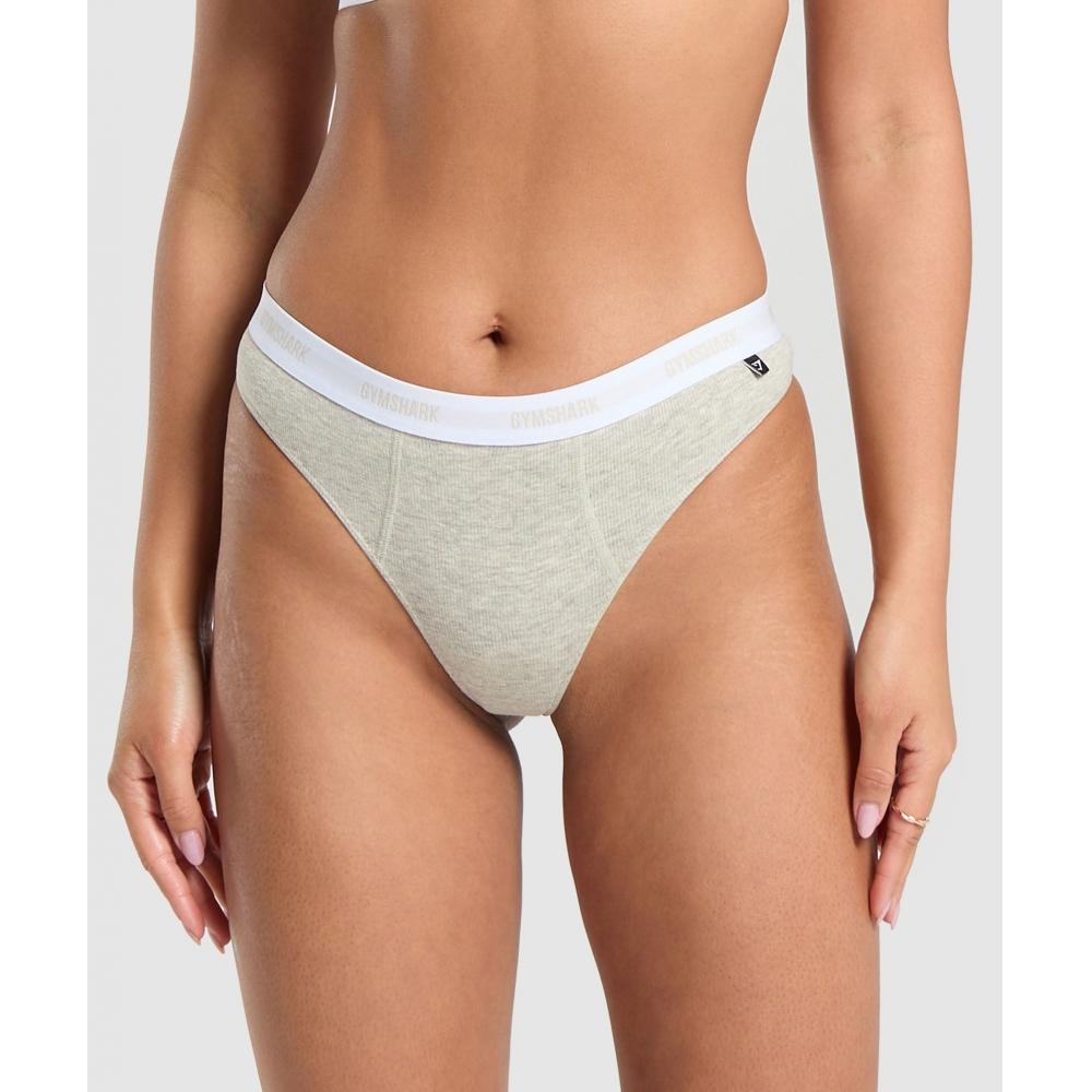 

Стринги GYMSHARK Rib с высокой посадкой Stone Grey Marl B7A3O GCG0