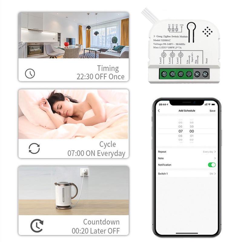 Zigbee Tuya Smart 3-Way On/Off Module for Alexa