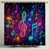 Music Style Shower Curtain,Colorful Note Pattern Modern Home Bathroom Decoration Fabric Bath Curtains With Hooks