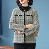 Mid-Aged Women's Elegant Plaid Cardigan Jacket