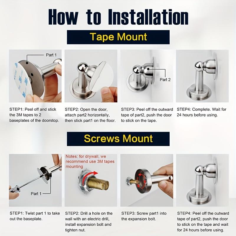 1PC Heavy Duty Magnetic Door Catch | No Drill Strong Adhesive Mount Rustproof | Universal Fit for All Doors Cabinet Hardware