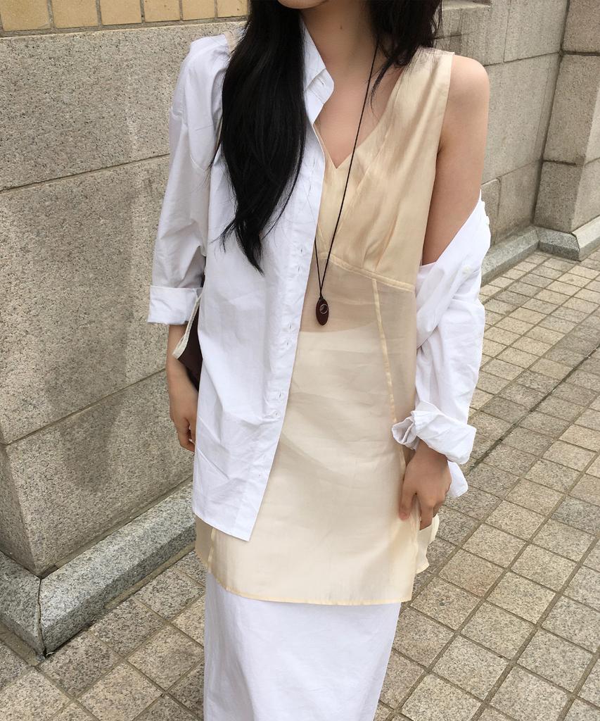 Deuloupisumeon Tulip Layered Midi Dress [Ivory]