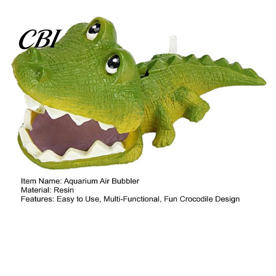 Aquarium Accessory Air Bubbler Crocodile, Resin Crocodile Decoration Bubbler, Green Pump Fish Tank Ornament for Shrimp Betta