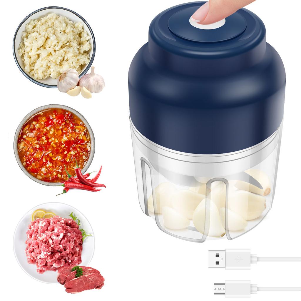 Electric Garlic Chopper 23W 5V Portable Veggie Chopper Garlic Grinder Masher Cordless Food Processor for Home Kitchen