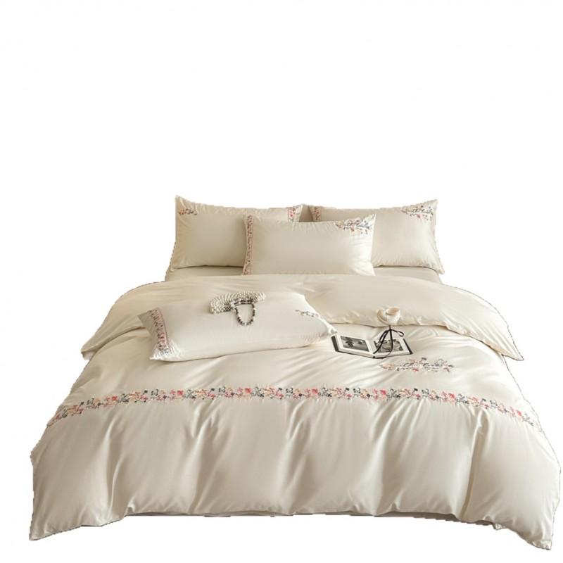 A-Line Luxury Embroidered Cotton Bedding Set 4-Piece Soft Breathable All-Season Bed Linens