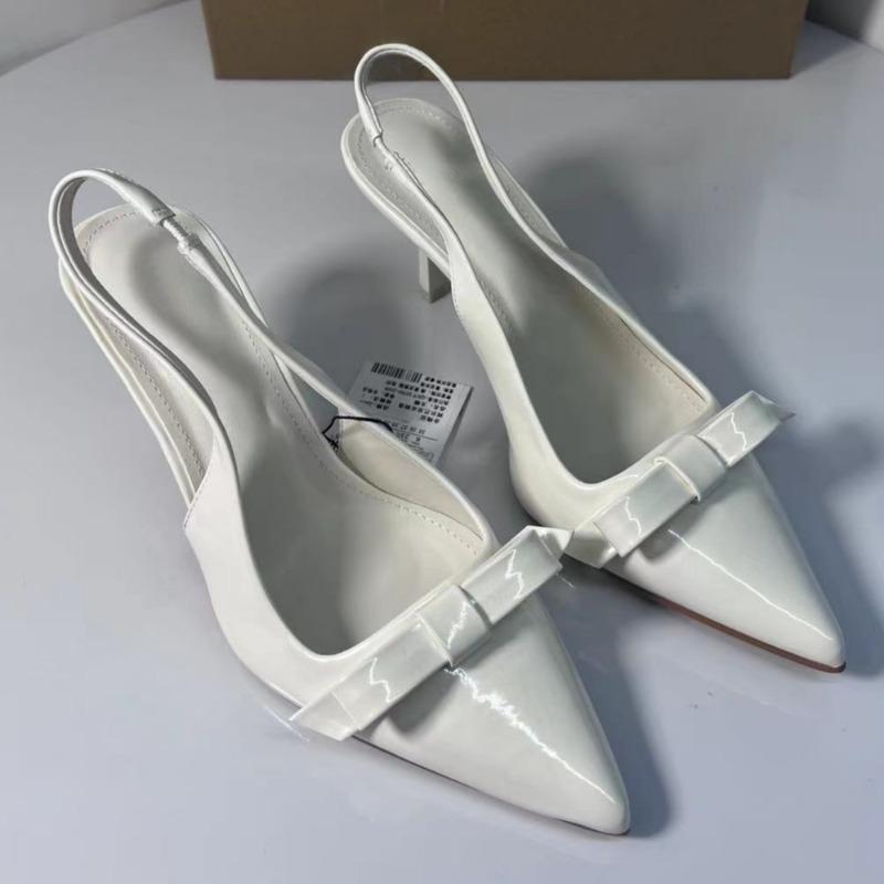 Fashion Butterfly Knot High Heeled Women's Shoes 2025 Spring Pointed Toe Office Ladies Stiletto Elegant Slingbacks Dress Pumps Big Size