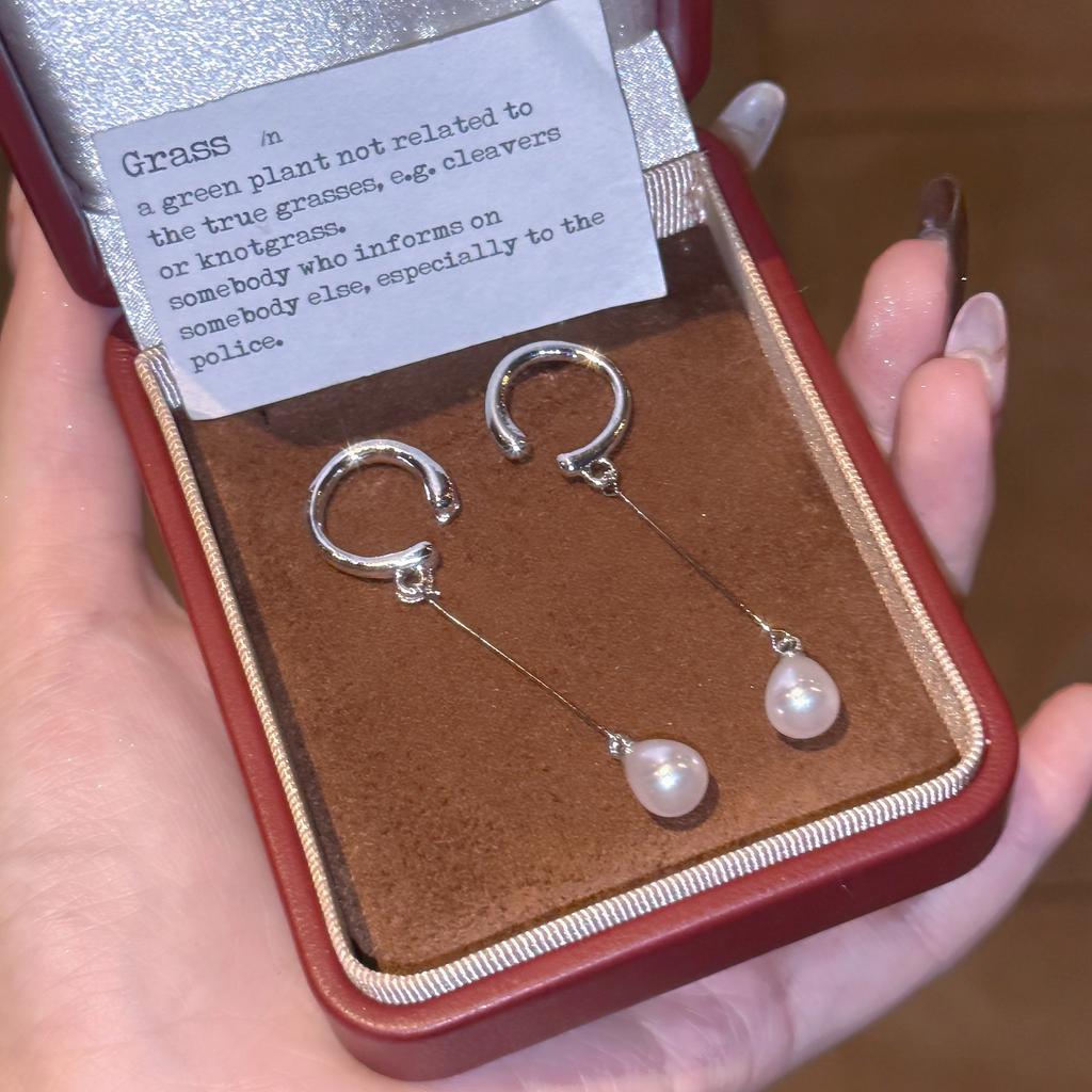 Unique C-aped Waterdrop Pearl Earrings for Women Metal Dangle Earrings No Piercing Daily Party Jewelry Accessories Gifts