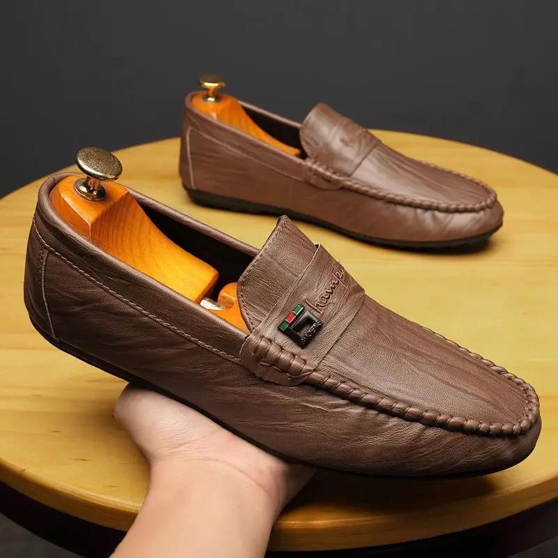 Spring Autumn Men Dress Shoes White Loafers Leather Casual Shoes Slip On Moccasin Shoes   Casuales Designer Loafers Men